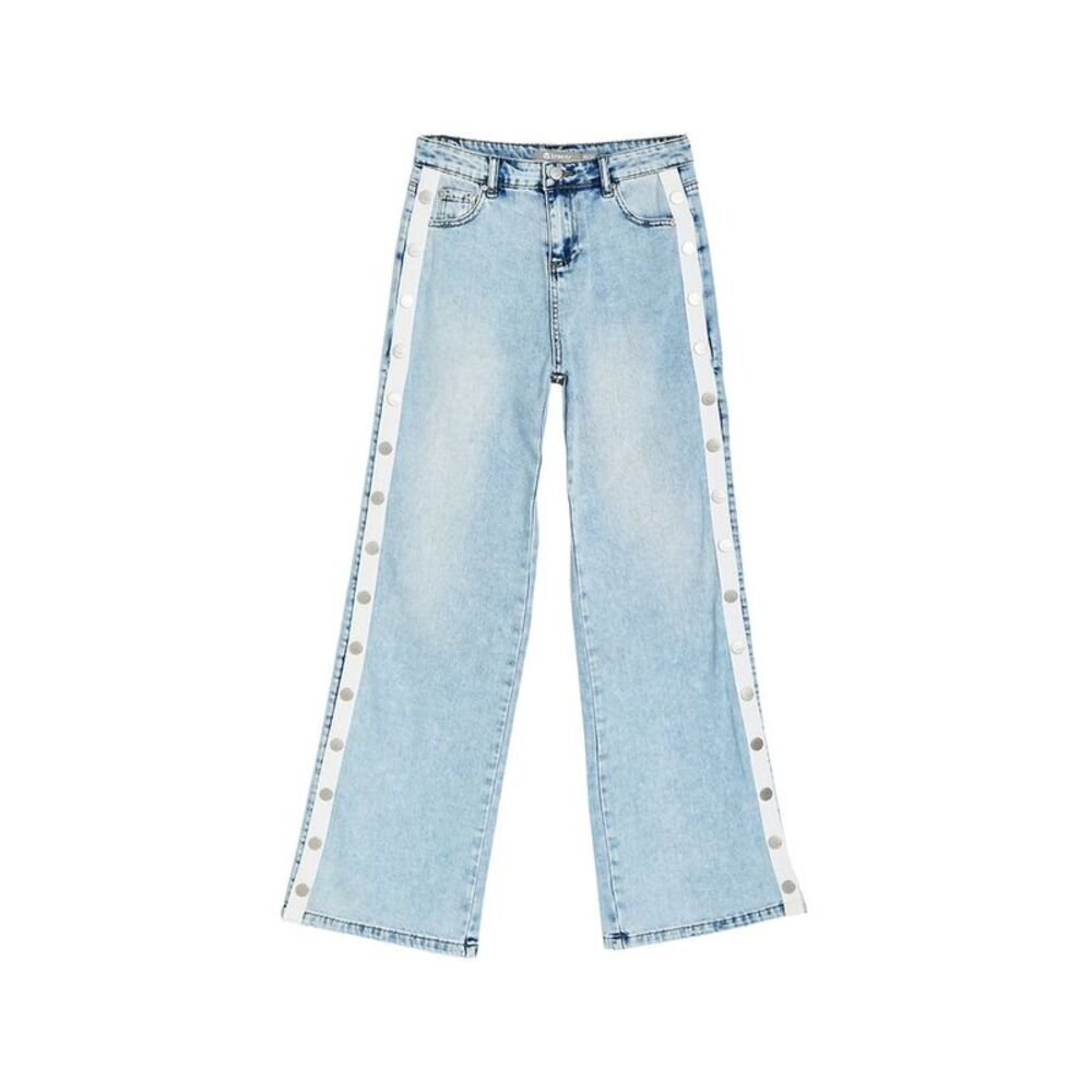 Tractr Girls Jeans Snap Me Up Wide Leg Pant, Blue